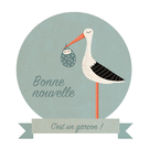 Cigogne annon&ccedil;ant un doux gar&ccedil;on